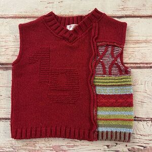 Clayeux Knit Sweater Vest Size 3 Red‎ Made In France